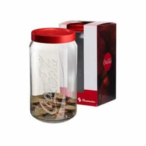 Coca-Cola Spardose Spar-Glas Geld Retro Deko Design ROT Deckel 1 Liter NEU
