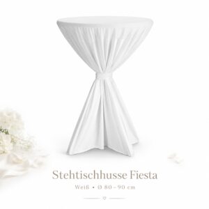 DENA Stehtisch-Husse Tisch-Husse mit Schleife Fiesta Hochzeit Weiss Ø 80-90 cm