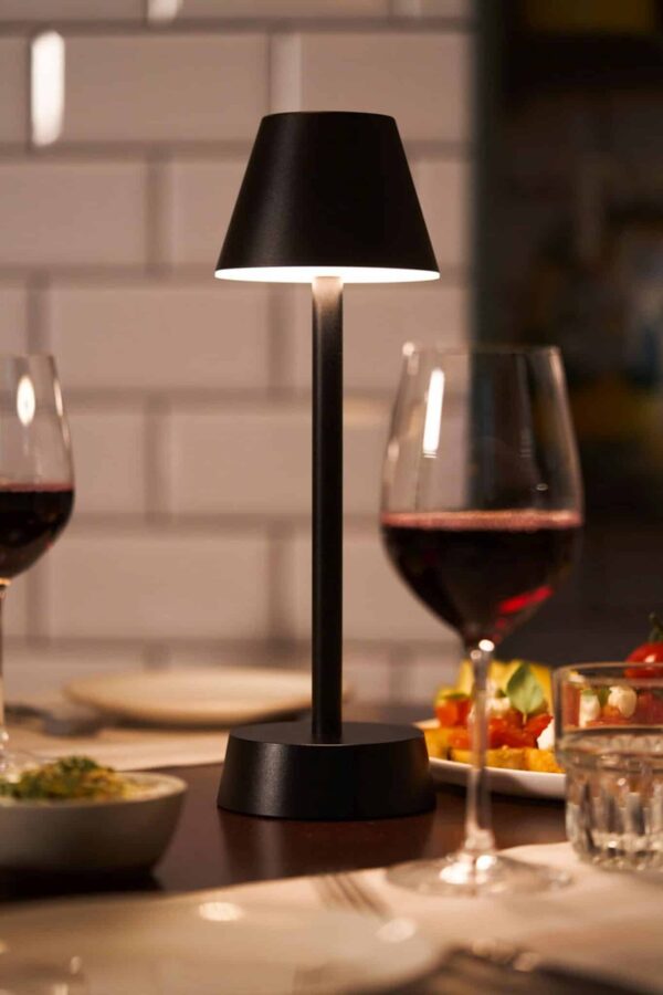 DUNI LED-Tisch-Lampe AKKU Kabellos Zelda Ø 10,3 cm x 32 cm Höhe Graphite Schwarz – Bild 2