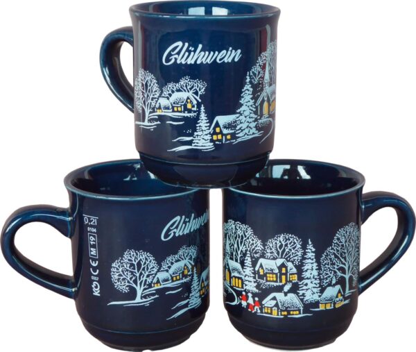 36x Glühweinbecher Tassen 200ml Weihnachtsbecher Kobald-Blau mit Füllstrich NEU – Bild 2