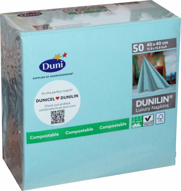 50x Duni Servietten Gastro Klassik 4-lagig 40 x 40 cm Mint blue Blau NEU
