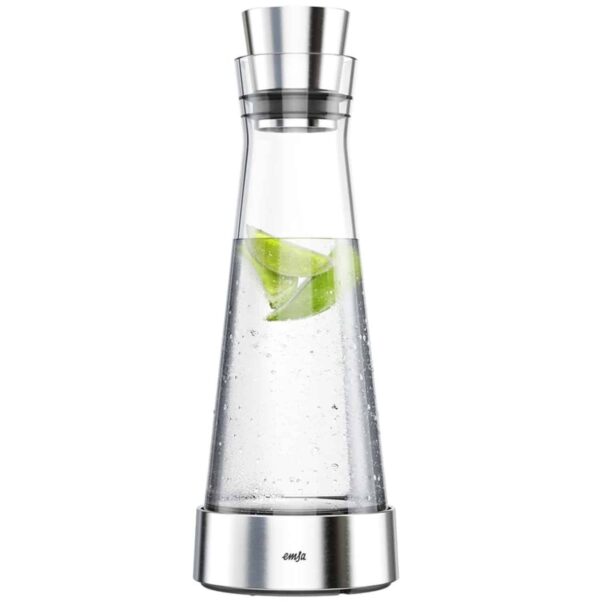 EMSA Kühl-Karaffe Glas-Karaffe Isolierkanne mit Kühl-Akku 1 Liter FLOW SLIM NEU