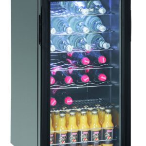 Bartscher Flaschen-Kühlschrank mit Glastür 88 Liter Schwarz NEU
