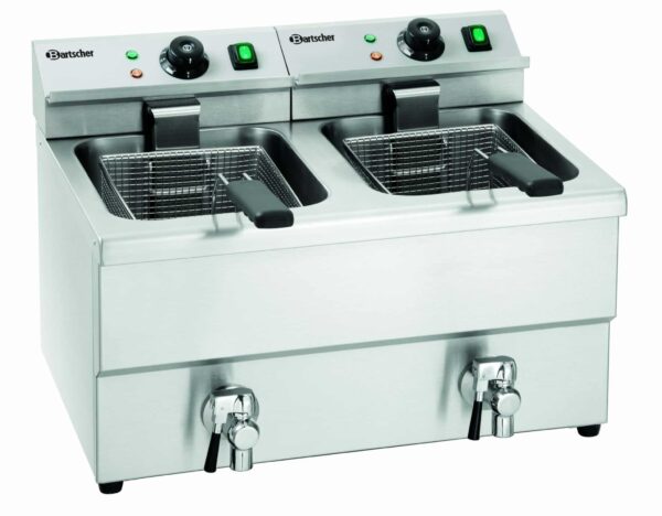Bartscher Imbiss Fritteuse Tischgerät 2x 8 Liter 2x 230V 2x 3250W Silber NEU – Bild 3