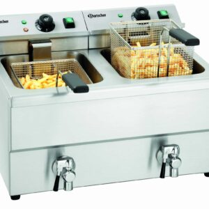 Bartscher Imbiss Fritteuse Tischgerät 2x 8 Liter 2x 230V 2x 3250W Silber NEU