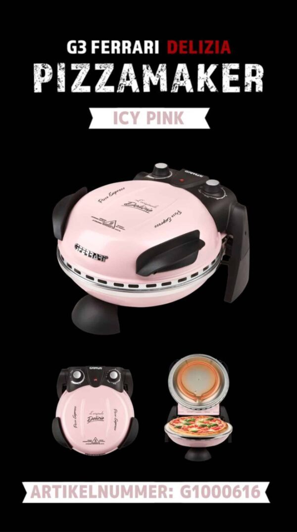 G3-Ferrari Pizzamaker Pizzaofen Express 400°C 1200W ICE Rosa Pink NEU – Bild 2