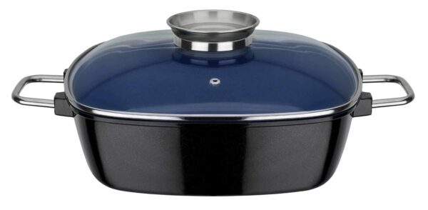 GSW Gourmet Bräter mit Glasdeckel Ceramica Induktion Kobalt-Blau 5 Liter NEU