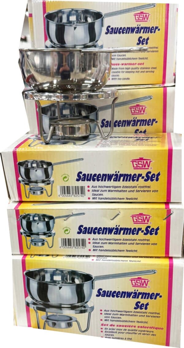 GSW Saucenwärmer Butterpfänchen Teelicht-Wärmer Set aus Edelstahl Silber NEU – Bild 2