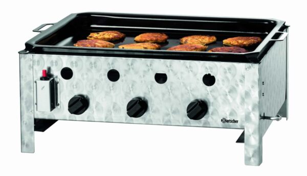 Bartscher Gas-Grill Tisch-Grill Tisch-Bräter Grillpfanne Edelstahl Silber NEU – Bild 10