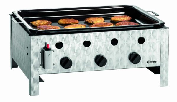 Bartscher Gas-Grill Tisch-Grill Tisch-Bräter Grillpfanne Edelstahl Silber NEU