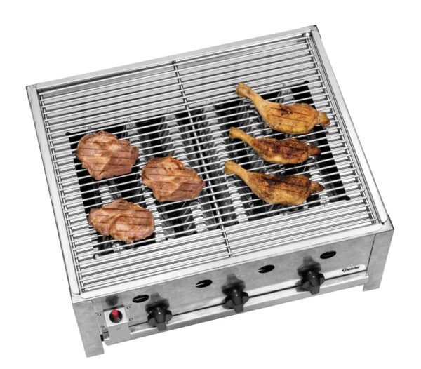 Bartscher Gas-Tischbräter Tisch-Grill mit Grillrost aus Edelstahl 10 kW Silber – Bild 4