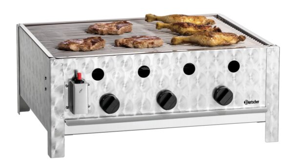 Bartscher Gas-Tischbräter Tisch-Grill mit Grillrost aus Edelstahl 10 kW Silber