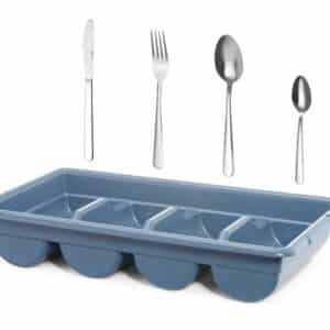 HENDI Besteck-Set mit Tablett Menü-Besteck aus Edelstahl 200-tlg. Blau NEU