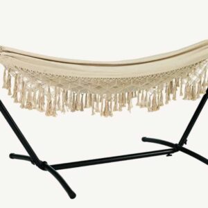 Hängematte Liegematte mit Gestell Komplett-Set Liegefläche 190 x 80 cm Beige NEU