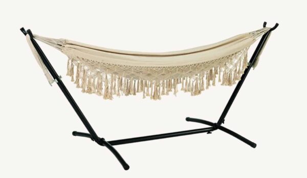 Hängematte Liegematte mit Gestell Komplett-Set Liegefläche 190 x 80 cm Beige NEU