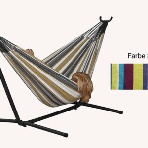 Hängematte Liegematte mit Gestell Komplett-Set Liegefläche 190 x 80 cm Grün NEU