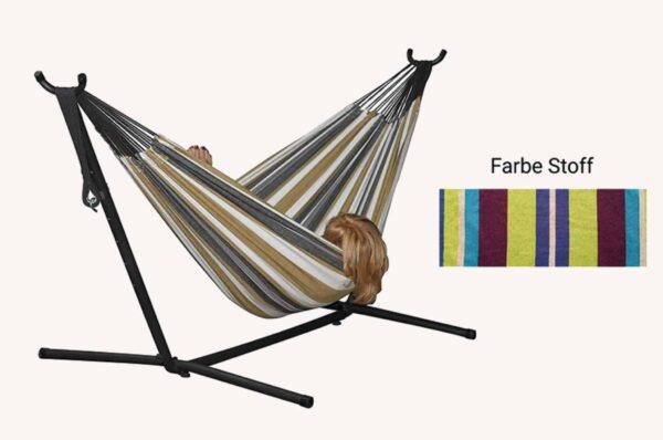 Hängematte Liegematte mit Gestell Komplett-Set Liegefläche 190 x 80 cm Grün NEU