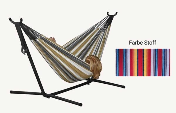 Hängematte Liegematte Komplett-Set Liegefläche 190 x 80 cm Rot dünn gestreift
