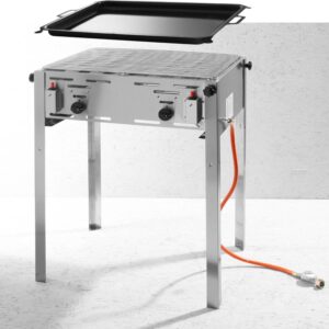 Hendi Gas-Grill Edelstahl Grill-Master Maxi inkl. Grill und Bratpfanne 11,6 kW