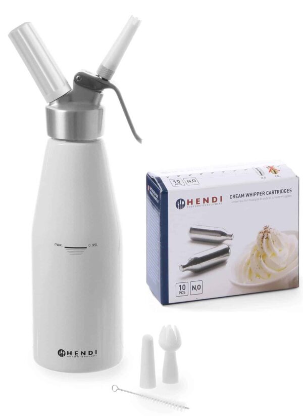 Sahnespender 10x Sahnekapseln N2O 0,5 Liter Weiss Hendi Gastro NEU