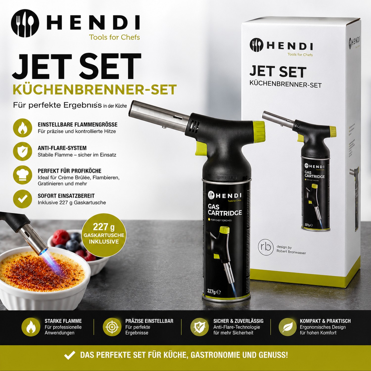 Hendi Creme-Brulee-Brenner Set Gas-Kartusche Gas-Brenner NEU