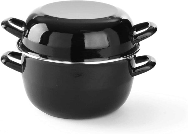 Hendi Muschel-Topf Bräter Emailliert mit Deckel Edelstahl Ø26cm 5 Liter Schwarz – Bild 2
