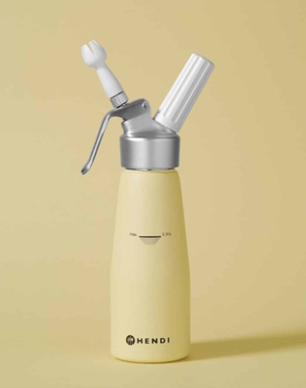 Hendi Sahnespender für N2O Sahnekapseln Sprühsahne Pastell-Gelb 0,5 Liter 500 ml – Bild 2