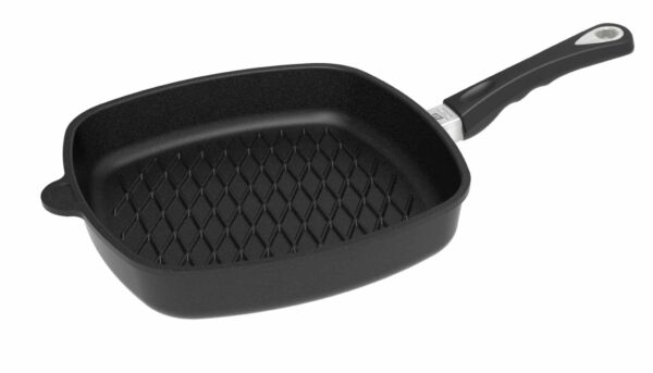 AMT BBQ-Pfanne Grillpfanne Steakpfanne mit Glas-Deckel Induktion 28 x 28 x 5cm – Bild 2