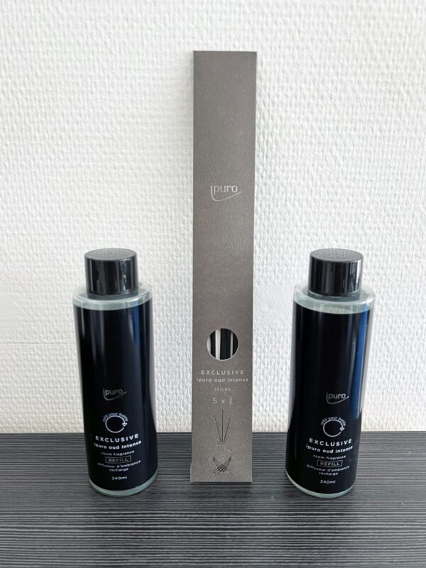Ipuro Duftöl Raumduft Lufterfrischer Oud Intense 2x 240 ml Flasche + 5 Sticks