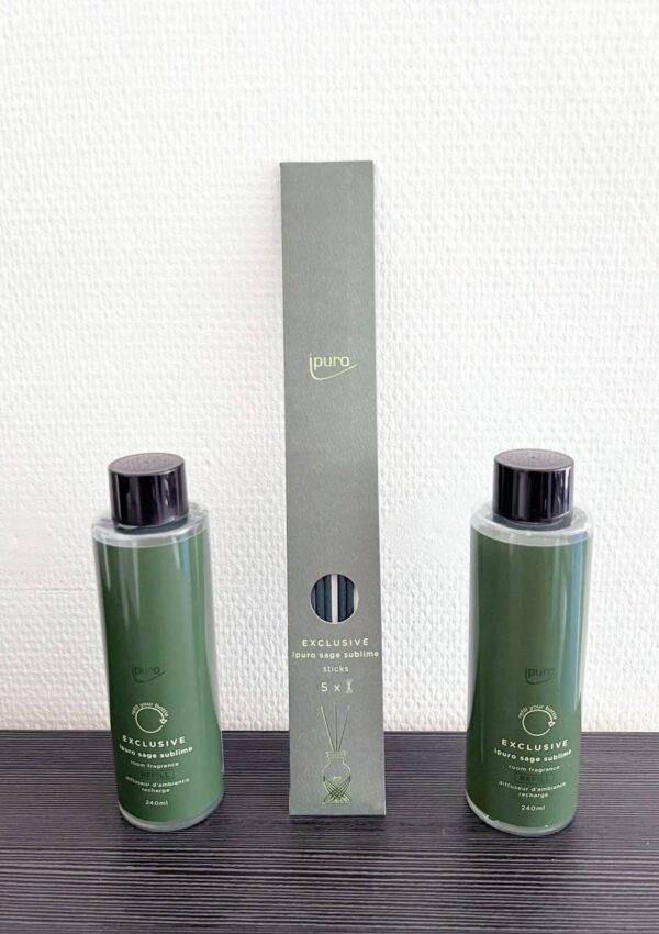 Ipuro Duftöl Raumduft Lufterfrischer Sage Sublime 2x 240 ml Flasche + 5 Sticks