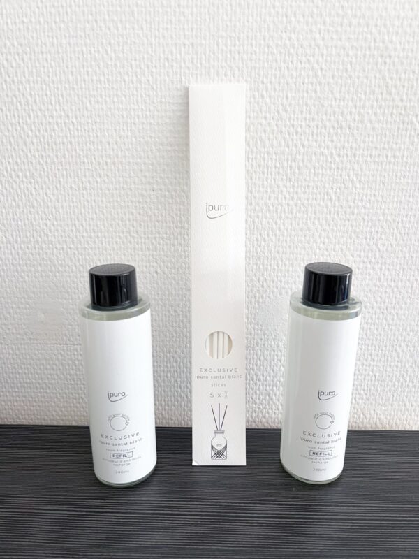 Ipuro Duftöl Raumduft Lufterfrischer Santal Blanc 2x 240 ml Flasche + 5 Sticks