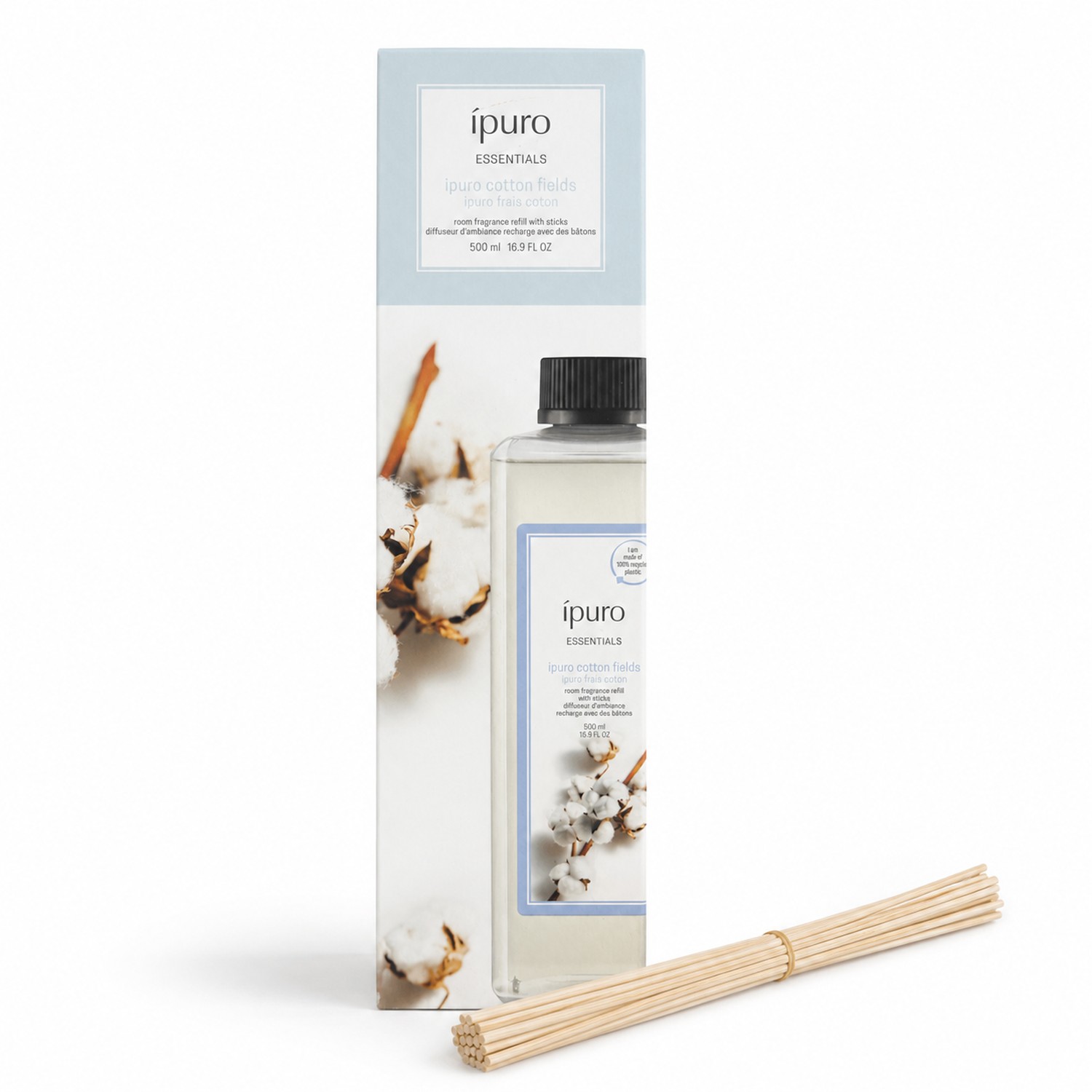 1L/49,80€ Ipuro Raumduft-Nachfüller Cotton Fields Blumig 500 ml Flasche NEU – Bild 2