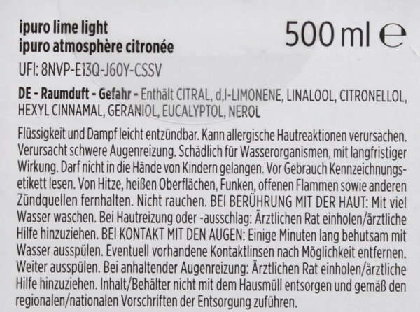 1L/49,80€ Ipuro Raumduft-Nachfüller Lime Light Blumig 500 ml Flasche NEU – Bild 2