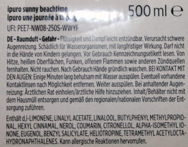 1L/44,90€ Ipuro Raumduft-Nachfüller Sunny Beachtime 1000 ml 2x 500 ml Flasche – Bild 3