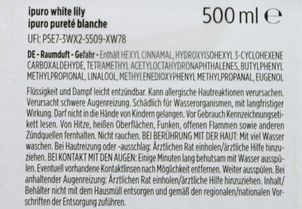 1L/49,80€ Ipuro Raumduft-Nachfüller White Lily Blumig 500 ml Flasche NEU – Bild 4
