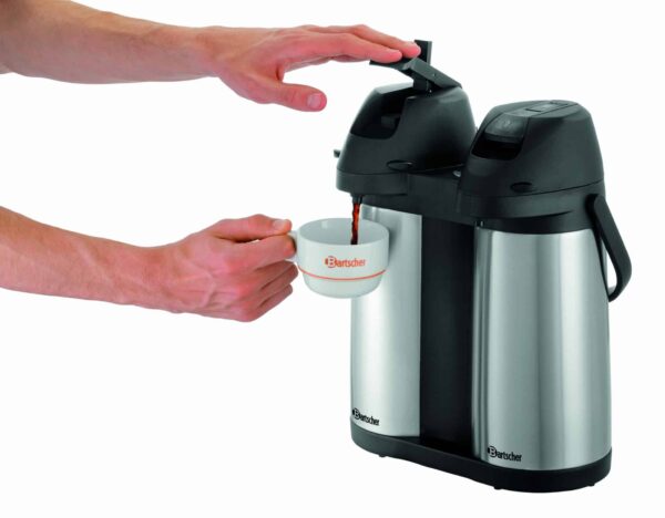 Bartscher Isolier-Pumpkanne Doppel-Pumpkanne Duo 1,9 Liter Silber NEU – Bild 3