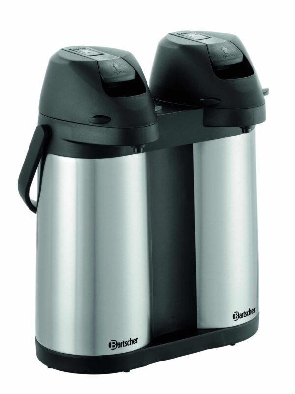 Bartscher Isolier-Pumpkanne Doppel-Pumpkanne Duo 1,9 Liter Silber NEU