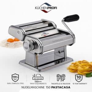 KÜCHENPROFI Nudelmaschine aus Edelstahl manuell 150 PASTACASA Silber NEU