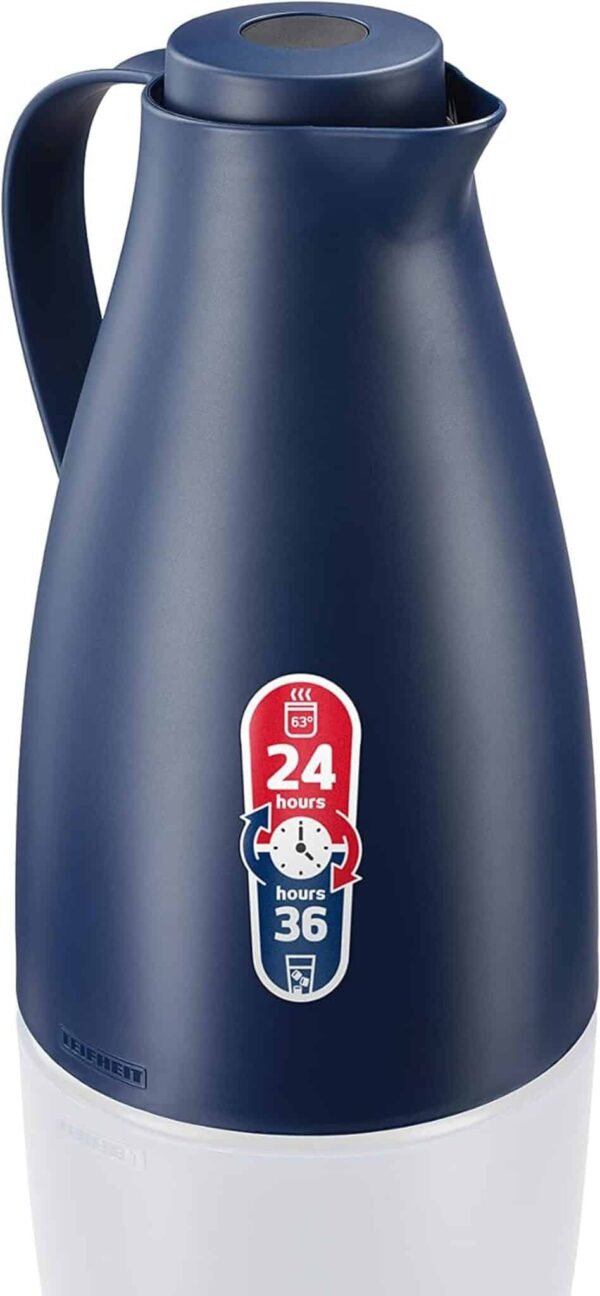 Leifheit Kaffeekanne Teekanne Thermoskanne Isolierkanne 1 Liter BPA frei Blau – Bild 2