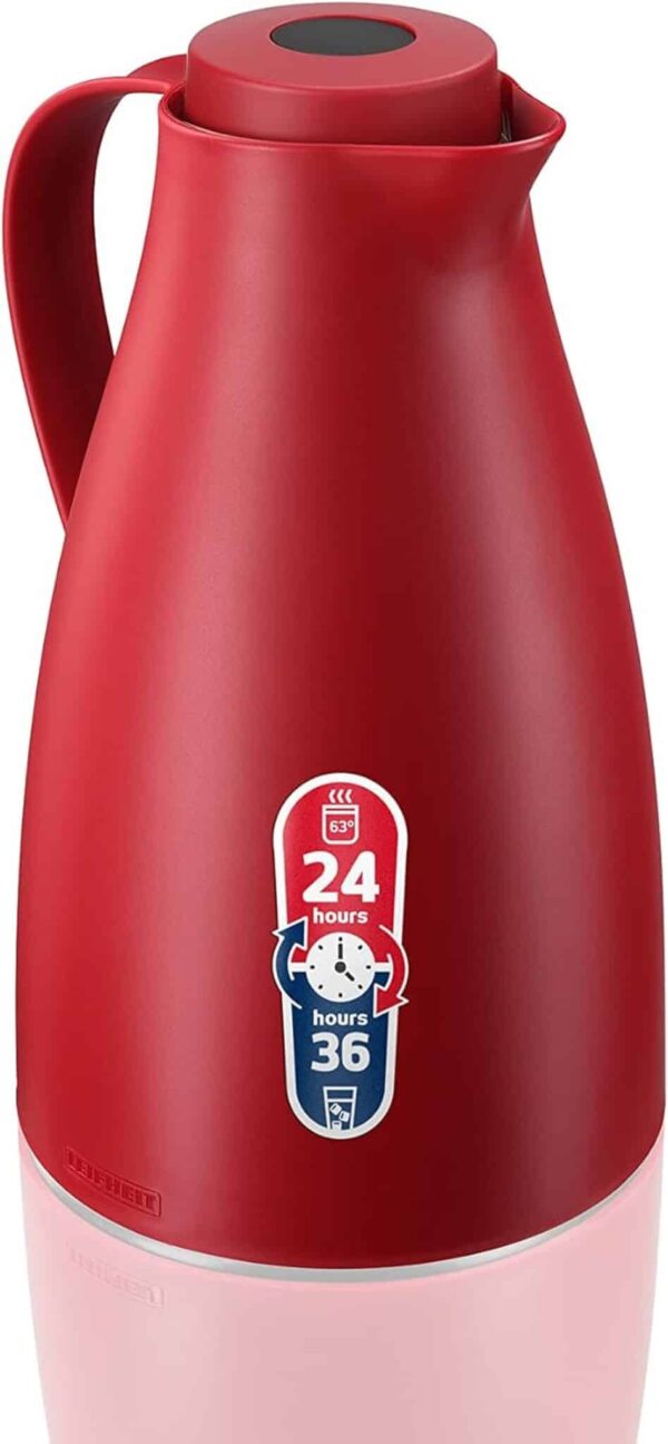 Leifheit Kaffeekanne Teekanne Thermoskanne Isolierkanne 1 Liter BPA frei Rot – Bild 2