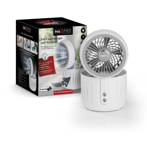 MAXXMEE Luftreiniger Ventilator 2-in-1 HEPA-Filter 3 Ventilationsstufen Weiss – Bild 7