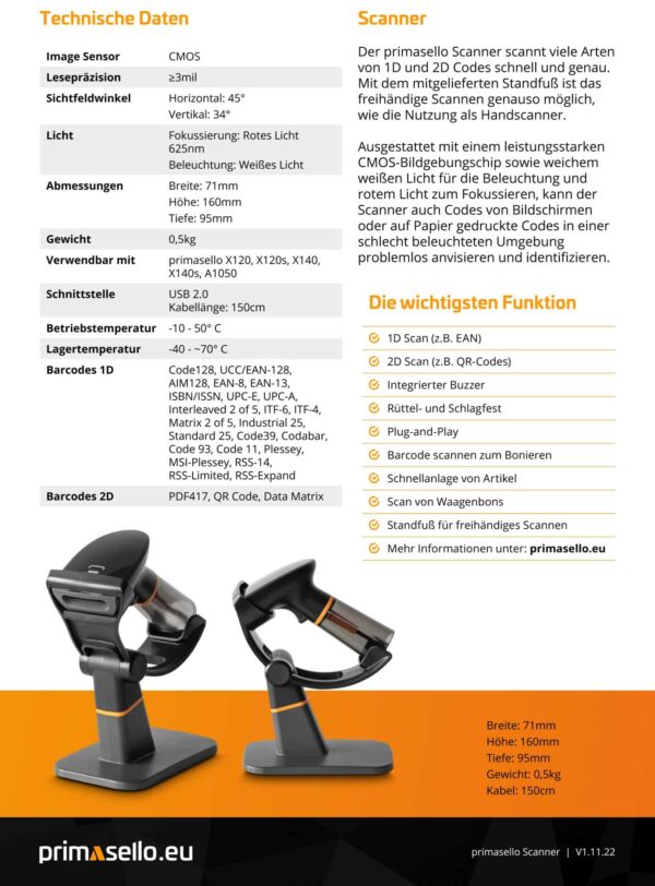 Primasello Hand-Scanner KIT inkl. Standfuss NEU – Bild 5