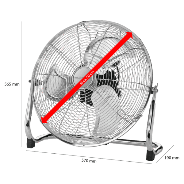 Proficare Windmaschine Bodenventilator Metal Retro-Design Ø 50 cm NEU – Bild 5