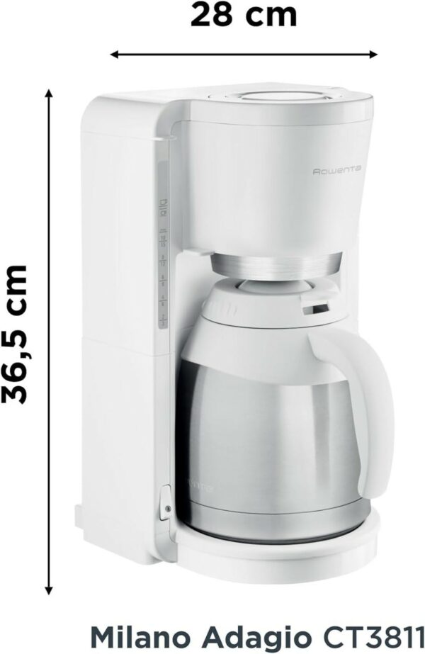 Rowenta Filter-Kaffeemaschine mit Thermoskanne 4h 12 Tassen Milano Weiss NEU – Bild 2