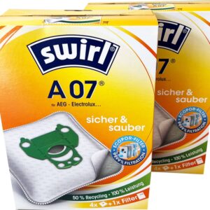 8 SWIRL Staubsaugerbeutel A07 für AEG Electrolux + 2 Abluftfilter NEU
