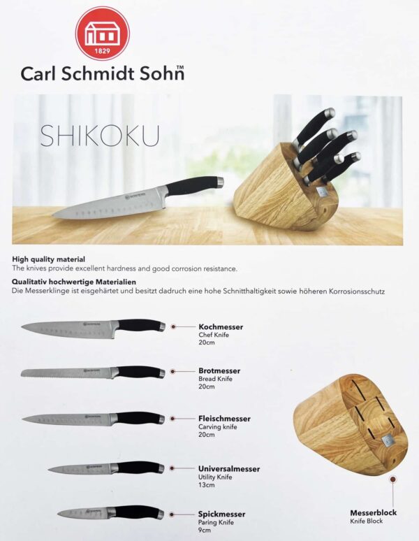 Shikoku Messerblock Küchenmesser Carl Schmidt aus Holz 6-tlg. NEU – Bild 11