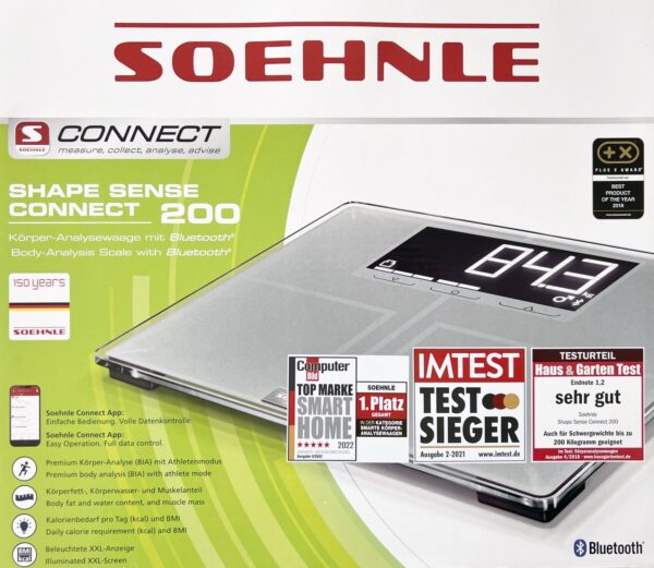 Soehnle Bluetooth-Digital-Waage XXL-Waage Connect 200 bis 200 Kg NEU