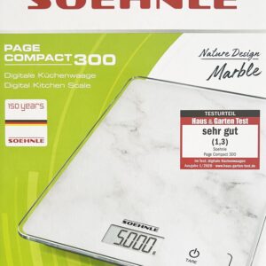 Soehnle Digital-Küchen-Waage Compact 300 Marble bis 5-Kg Weiss Mamor NEU