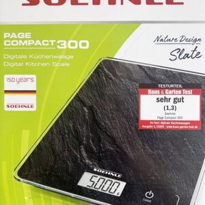 Soehnle Digital-Küchen-Waage Compact 300 Slate bis 5-Kg Schwarz NEU