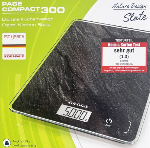 Soehnle Digital-Küchen-Waage Compact 300 Slate bis 5-Kg Schwarz NEU – Bild 2